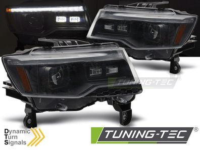 LED Tagfahrlicht Design Scheinwerfer Set für Jeep Grand Cherokee WK2 16-21 schwarz m