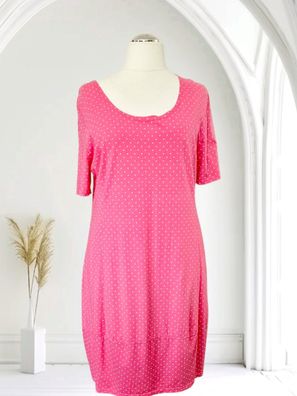 Italy Ballonkleid Kleid Longtunika Julia Wang kurzarm Pünktchen Pink/Weiß Gr. XXL