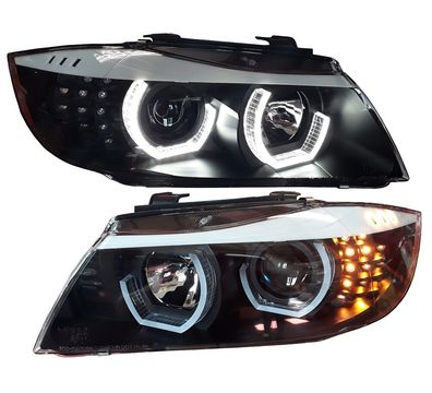 Upgrade Design 3D LED Angel Eyes Scheinwerfer für BMW 3er E90/E91 LCI (Facelift) 09