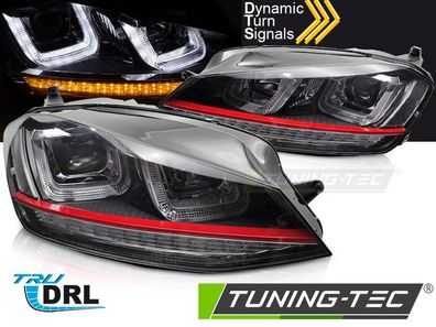 Upgrade Design Tagfahrlicht Scheinwerfer Set für VW Golf 7 (VII) 12-17 schwarz/rot m
