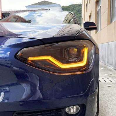VOLL LED Tagfahrlicht Angel Eyes Scheinwerfer für BMW 1er F20/F21 11-15 schwarz mit