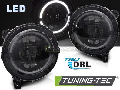 VOLL LED Tagfahrlicht Scheinwerfer Set für Chrysler Jeep Wrangler JL 18-23 schwarz m