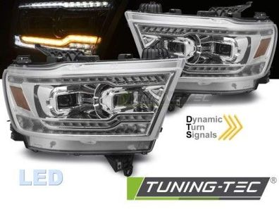 VOLL LED Tagfahrlicht Scheinwerfer Set für Dodge RAM 19-22 chrom mit dyn. Blinker