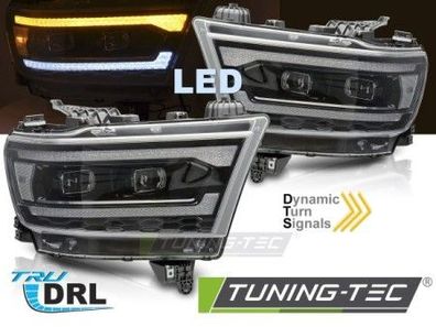 VOLL LED Tagfahrlicht Scheinwerfer Set für Dodge RAM 19-22 schwarz mit dyn. Blinker