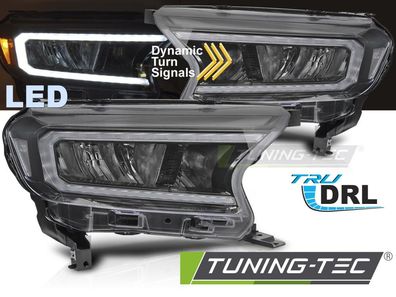 VOLL LED Upgrade Design Scheinwerfer Set für Ford Ranger 16-22 schwarz mit dyn. Blin