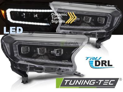 VOLL LED Upgrade Design Scheinwerfer Set für Ford Ranger 16-22 schwarz mit dyn. Blin