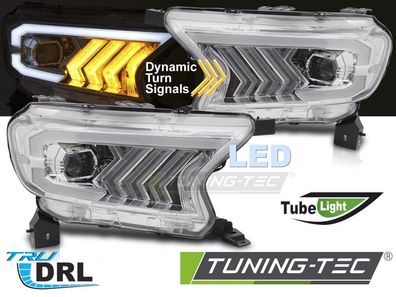 VOLL LED Upgrade Design Scheinwerfer Set für Ford Ranger 16-22 chrom mit dyn. Blinke
