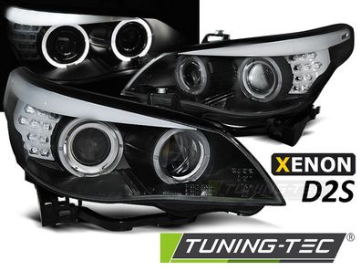 XENON D2S Angel Eyes Scheinwerfer für BMW 5er E60/E61 03-05 schwarz