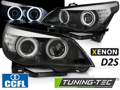 XENON D2S CCFL Angel Eyes Scheinwerfer für BMW 5er E60/E61 03-05 schwarz