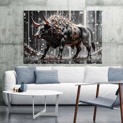 Bitcoin Stier, Forex Deko Wandbild Kunst Leinwand, Acrylglas oder Poster Nr23