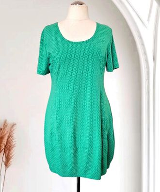 Italy Ballonkleid Kleid Longtunika Julia Wang kurzarm Blütenprint helles Petrol XL