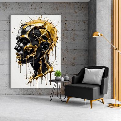 Abstrakte moderne Kunst in Gold, Wandbild Kunst Leinwand, Acrylglas, Poster
