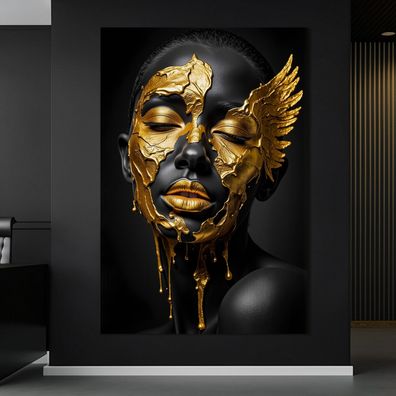 Abstrakte moderne Kunst in Gold, Wandbild Kunst Leinwand, Acrylglas, Poster Nr1