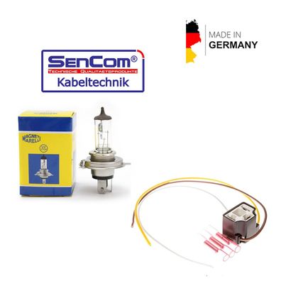 Keramik Lampenstecker Lampenfassung Glühlampe Fassung H4 P43t + Leuchtmittel