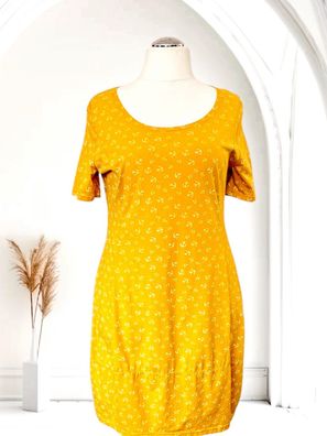 Italy Ballonkleid Kleid Longtunika Julia Wang kurzarm Ankerprint Senfgelb Gr. XL