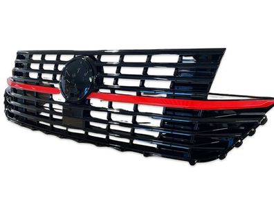 Upgrade Design Kühlergrill für Volkswagen T6.1 ab 2019 Hochglanz schwarz / rot