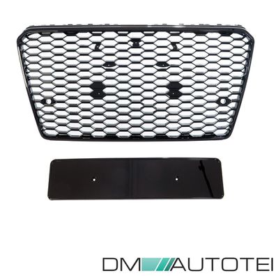 Wabengrill Kühlergrill Schwarz glanz komplett Gitter passt für Audi A7 C7 ab 2010-2