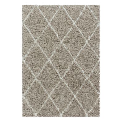 Villa Möbel Alviro Wohnzimmer-Teppich, Hochflor-Teppich, Shaggy, Rauten Design