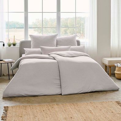 Estella Mako Jersey Bettwäsche 135x200 Takoma uni Melange silber 6873-820