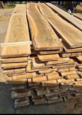 10x Schwartenbretter TEAK Teakholz BOHLE Unbesäumt Rustikal ZAUN LÄNGE 100cm
