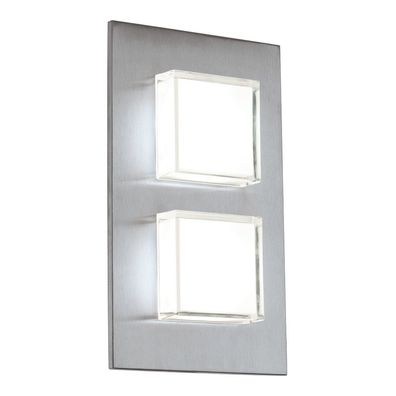 EGLO LED Wandleuchte "PIAS" Edelstahl silber 5W 3000K 25x15x5,5cm 93365