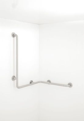 PBA Duschhandlauf 660mm mit Brausehalterstange Rechts E-Stahl satiniert