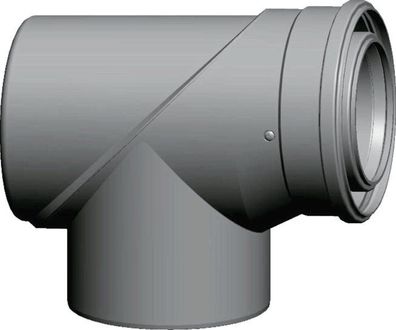 Wolf Revisions-T-Stück DN110/160 90Gr für Luft-/Abgasrohr, weiß, steckbar