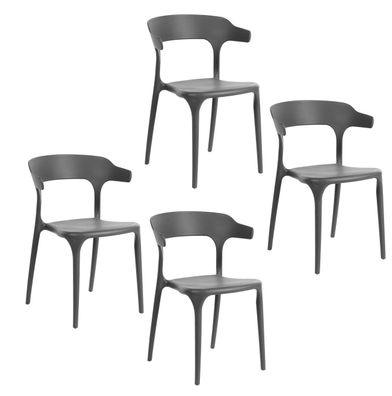 4er Esszimmerstuhl-Set Grau Armlehnstuhl Gartenstuhl Stuhl Kunststoff NEU