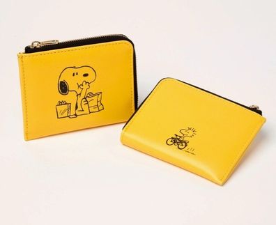 Peanuts Snoopy Geldbörse klein 9x11x1,5 cm Snoopy+Woodstock Takeaway - veganes Leder