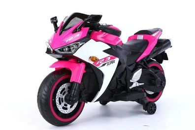 Elektro Kindermotorrad 888 12V - LED Räder, Musik, Stützräder - Weiß oder Pink
