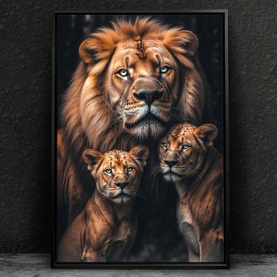 Die Löwenfamilie, Tier Liebe Kunst Wandbild Leinwand, Acrylglas, Poster Bild Deko Nr5