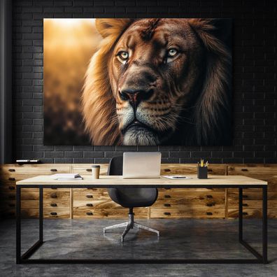 Löwen, Tier Kunst Wandbild Leinwand, Acrylglas oder Poster Bild Dekoration