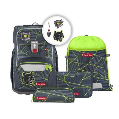Step by Step Giant Schulrucksack-Set 5 tlg. Dark Cat Chiko