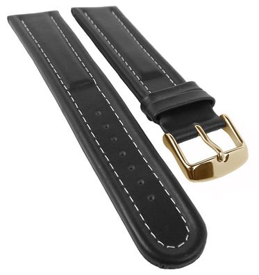 Uhrenarmband XL | Sattelleder | schwarz mit Kontrastnaht | 34140