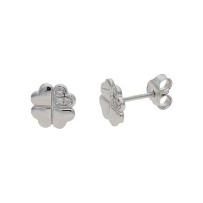 JuwelmaLux Ohrstecker Kleeblatt 925/000 Silber mit synth. Zirkonia JL10-06-2876