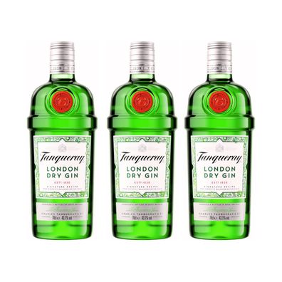 Tanqueray London Dry Gin 43,1%vol 0,7l 3x Alkohol Set, 3 Flaschen Gin, Gin Tonic