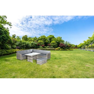 SunnySmart Lounge-Dining-Gruppe Toled Aluminium mit Kunststoffgeflecht vintage-taupe
