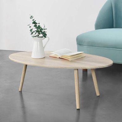 Couchtisch Davlos 109,5x59,5x39,5 cm Eicheoptik Beistelltisch MDF Massivholz NEU