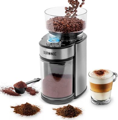 Duronic BG200 Kaffeemühle elektrische Kegelmahlwerk 200g Bohnen French Press