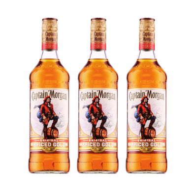 Captain Morgan Spiced Gold Rum 35% Vol 0,7l 3x Rum Alkohol set, 3 Flaschen Rum set
