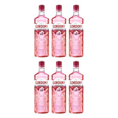 Gordons Premium Pink Distilled Gin 37,5%vol 0,7l 6x Alkohol Set, 6 Flaschen Gin