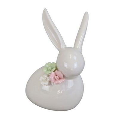 Porzellanhase mit Blume 11 cm