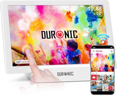 Duronic PF1D WE Digitaler Bilderrahmen 32GB WiFi 10 Zoll Display Dockingstation