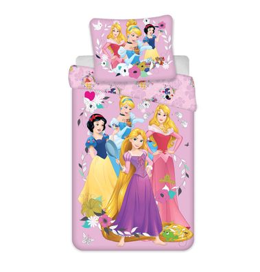 Disney Prinzessinnen Bettwäsche - 160x200 cm Baumwolle Kissen und Decke