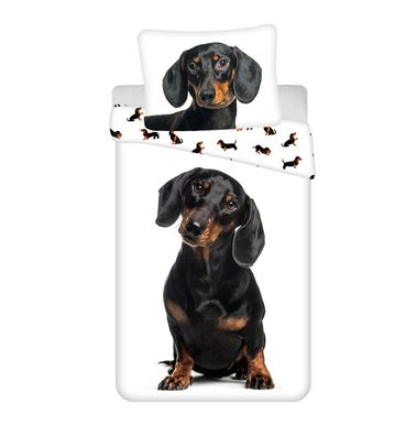 Dachshund Bettwäsche Hund - 140x200 cm weiche Baumwolle Kissen und Decke Dachs