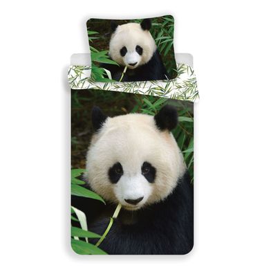 Panda Bettwäsche - 140x200 cm weiche Baumwolle Kissen und Decke