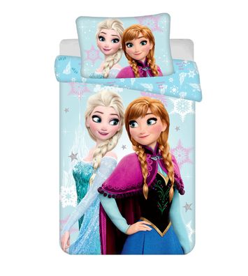 Frozen Kinder-Bettwäsche 100 x 135 cm - weiche Baumwolle Elsa Anna