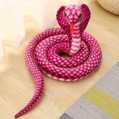 Kobra Schlange Kuscheltier - 80 cm Pléschtier Rosa Pink Stofftier