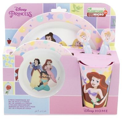 Disney Prinzessinnen Plastik Geschirr Set 5-Teile Kunststoffset fér Kinder