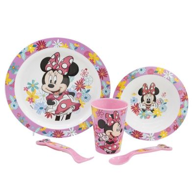 Minnie Maus Plastik Geschirr Set 5-Teile Kunststoffset fér Kinder